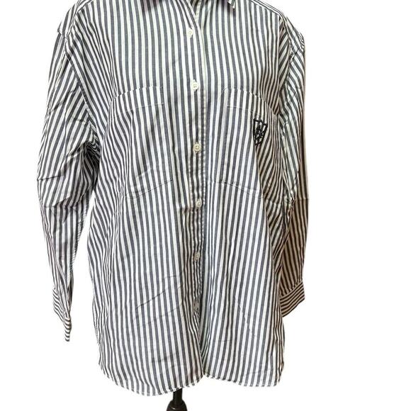 Talbots cotton striped shirt, long sleeves, button down, women's size M - Picture 3 of 7